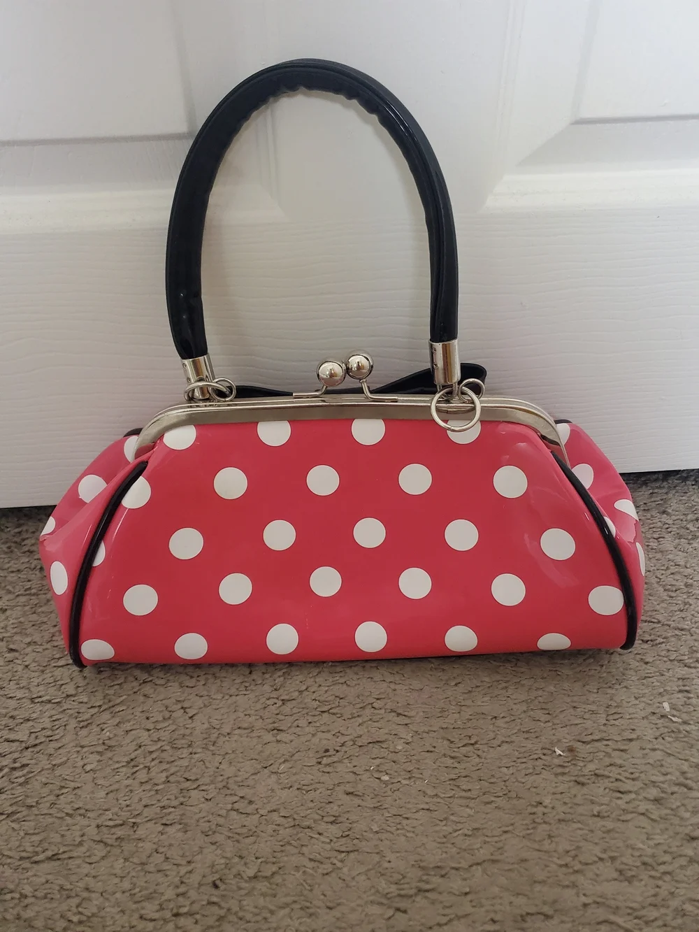 Sourpuss Floozy Purse Pink Polka Dot Rockabilly Pinup Handbag